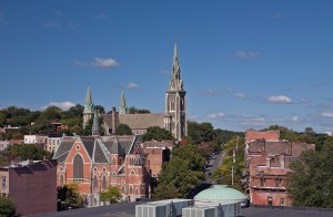 View of downtown Albany to the north from 17 Chapel luxury condominiums
