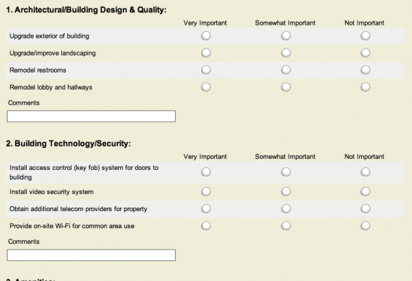 Office Building Tenant Survey for office buildings in albany