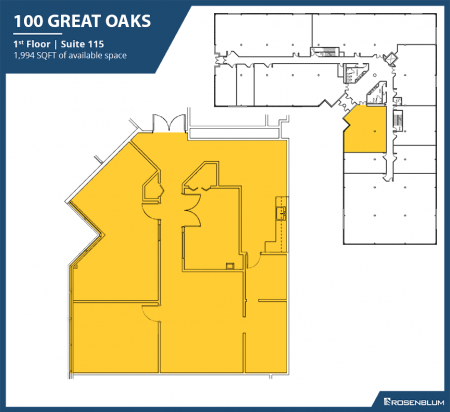 1,994 SF 1st Floor Office Space Floor Plan