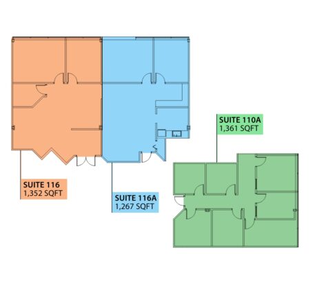 1,267–2,619 SF 1st Floor Office Space Floor Plan