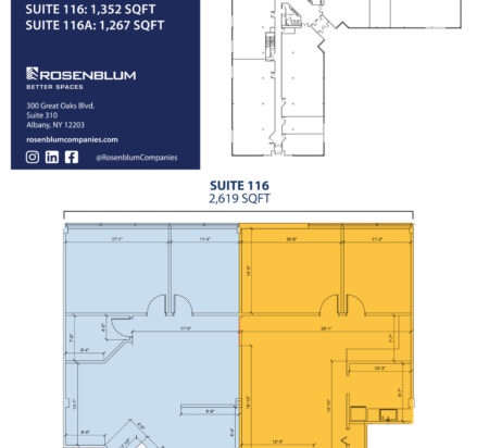 1,267–2,619 SF 1st Floor Office Space Floor Plan